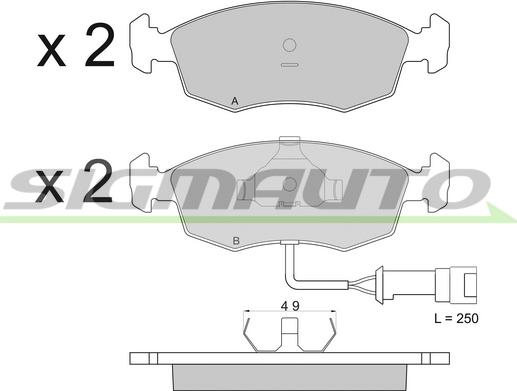 SIGMAUTO SPA282 - Kit de plaquettes de frein, frein à disque cwaw.fr