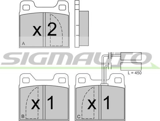 SIGMAUTO SPA225 - Kit de plaquettes de frein, frein à disque cwaw.fr