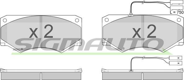 SIGMAUTO SPA769 - Kit de plaquettes de frein, frein à disque cwaw.fr