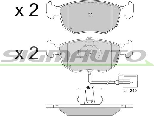 SIGMAUTO SPA707 - Kit de plaquettes de frein, frein à disque cwaw.fr