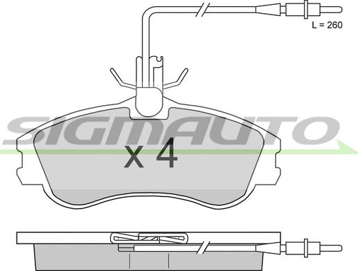 SIGMAUTO SPA711 - Kit de plaquettes de frein, frein à disque cwaw.fr