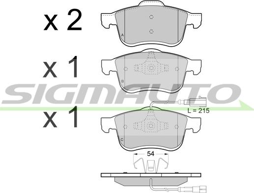 SIGMAUTO SPB413 - Kit de plaquettes de frein, frein à disque cwaw.fr