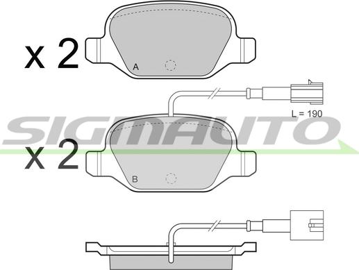 SIGMAUTO SPB489 - Kit de plaquettes de frein, frein à disque cwaw.fr