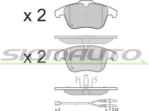 SIGMAUTO SPB487 - Kit de plaquettes de frein, frein à disque cwaw.fr