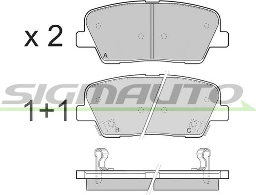 SIGMAUTO SPB435 - Kit de plaquettes de frein, frein à disque cwaw.fr