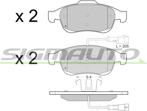 SIGMAUTO SPB436 - Kit de plaquettes de frein, frein à disque cwaw.fr