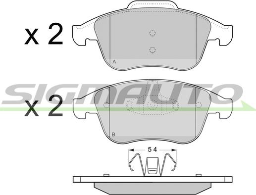 SIGMAUTO SPB430 - Kit de plaquettes de frein, frein à disque cwaw.fr