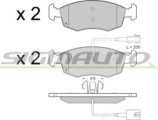 SIGMAUTO SPB433 - Kit de plaquettes de frein, frein à disque cwaw.fr