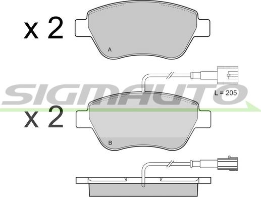 SIGMAUTO SPB425 - Kit de plaquettes de frein, frein à disque cwaw.fr