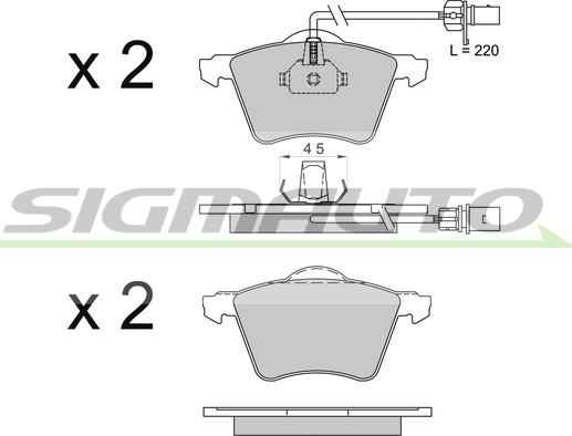 SIGMAUTO SPB506 - Kit de plaquettes de frein, frein à disque cwaw.fr