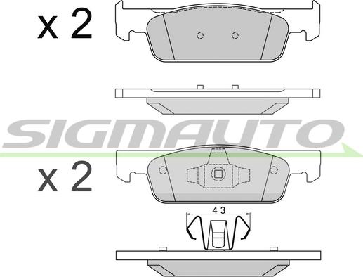 SIGMAUTO SPB512 - Kit de plaquettes de frein, frein à disque cwaw.fr