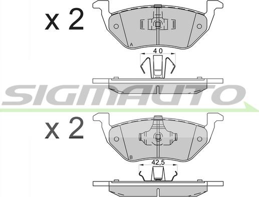 SIGMAUTO SPB587 - Kit de plaquettes de frein, frein à disque cwaw.fr