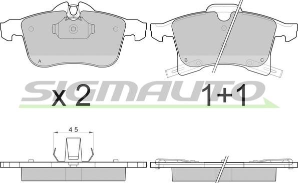 SIGMAUTO SPB093 - Kit de plaquettes de frein, frein à disque cwaw.fr