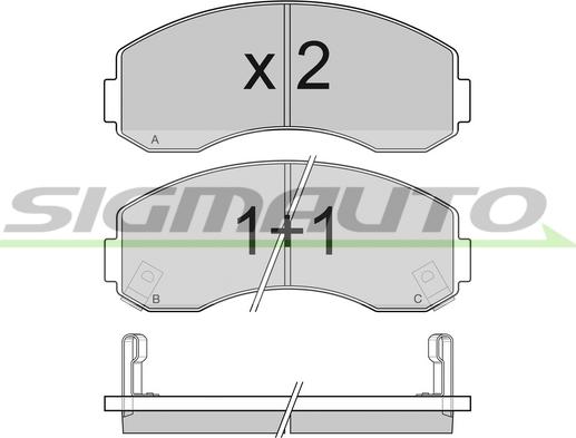 SIGMAUTO SPB044 - Kit de plaquettes de frein, frein à disque cwaw.fr