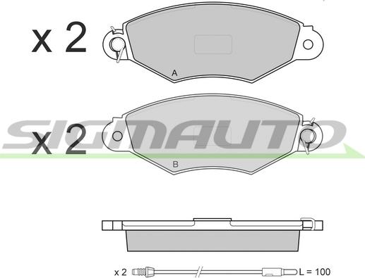 SIGMAUTO SPB019 - Kit de plaquettes de frein, frein à disque cwaw.fr