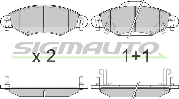 SIGMAUTO SPB082 - Kit de plaquettes de frein, frein à disque cwaw.fr