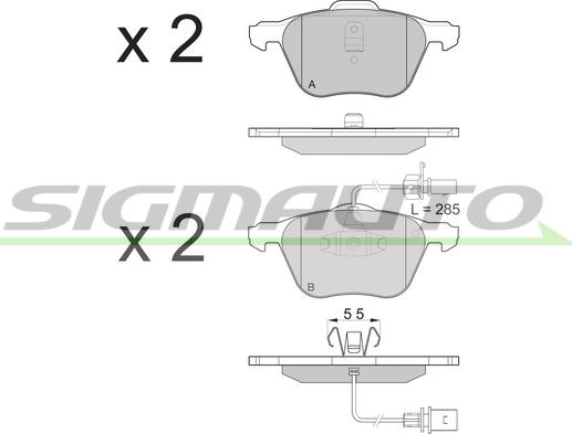 SIGMAUTO SPB076 - Kit de plaquettes de frein, frein à disque cwaw.fr