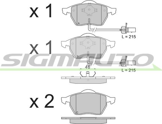 SIGMAUTO SPB071 - Kit de plaquettes de frein, frein à disque cwaw.fr