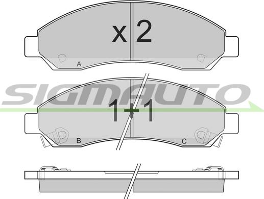 SIGMAUTO SPB199 - Kit de plaquettes de frein, frein à disque cwaw.fr