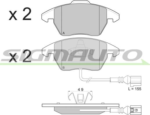 SIGMAUTO SPB103 - Kit de plaquettes de frein, frein à disque cwaw.fr