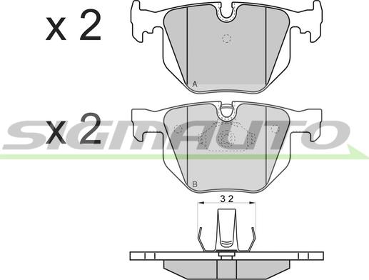 SIGMAUTO SPB102 - Kit de plaquettes de frein, frein à disque cwaw.fr