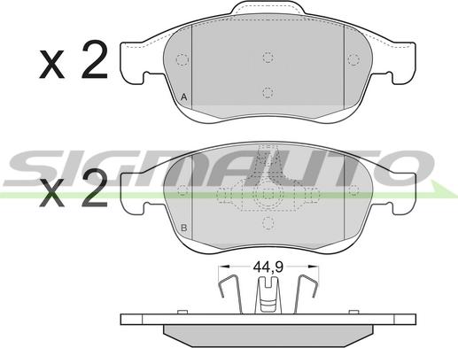 SIGMAUTO SPB392 - Kit de plaquettes de frein, frein à disque cwaw.fr