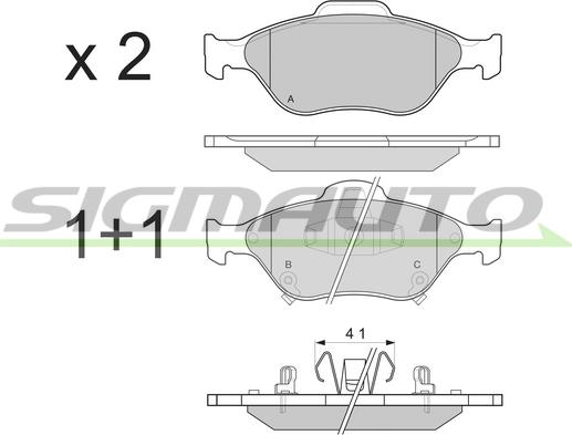 SIGMAUTO SPB255 - Kit de plaquettes de frein, frein à disque cwaw.fr