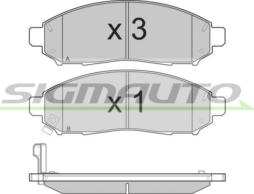 SIGMAUTO SPB256 - Kit de plaquettes de frein, frein à disque cwaw.fr