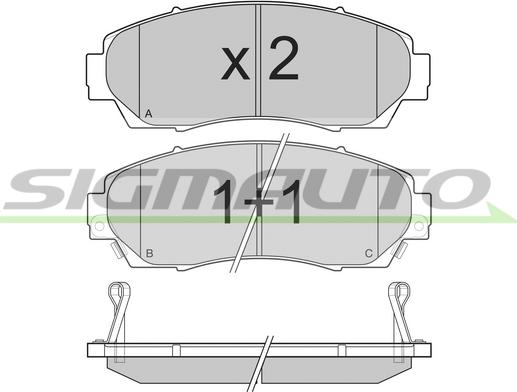 SIGMAUTO SPB258 - Kit de plaquettes de frein, frein à disque cwaw.fr