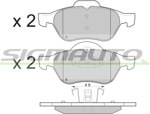 SIGMAUTO SPB264 - Kit de plaquettes de frein, frein à disque cwaw.fr