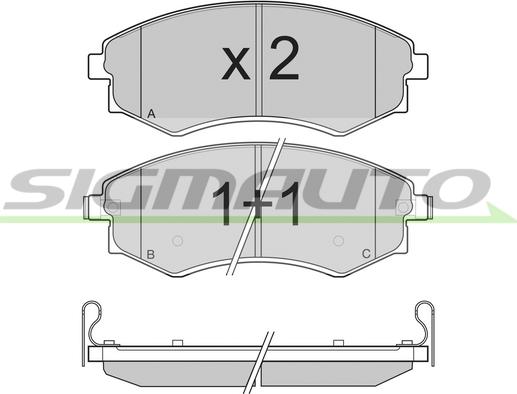 SIGMAUTO SPB202 - Kit de plaquettes de frein, frein à disque cwaw.fr