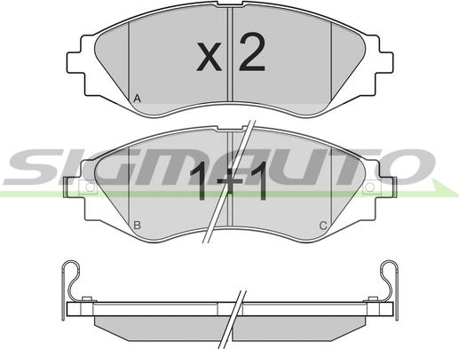 SIGMAUTO SPB234 - Kit de plaquettes de frein, frein à disque cwaw.fr