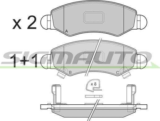 SIGMAUTO SPB229 - Kit de plaquettes de frein, frein à disque cwaw.fr