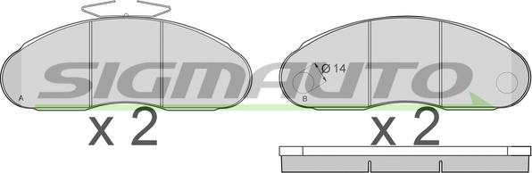 SIGMAUTO SPT261 - Kit de plaquettes de frein, frein à disque cwaw.fr