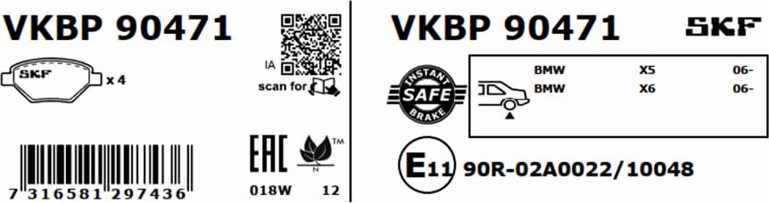 SKF VKBP 90471 - Kit de plaquettes de frein, frein à disque cwaw.fr