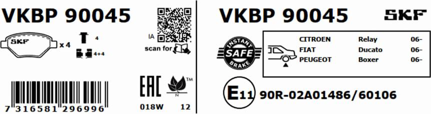 SKF VKBP 90045 - Kit de plaquettes de frein, frein à disque cwaw.fr