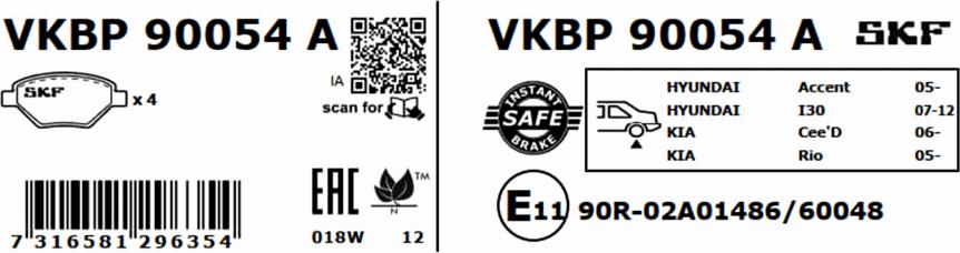 SKF VKBP 90054 A - Kit de plaquettes de frein, frein à disque cwaw.fr