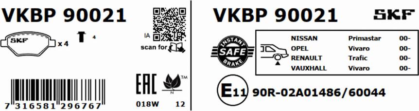 SKF VKBP 90021 - Kit de plaquettes de frein, frein à disque cwaw.fr