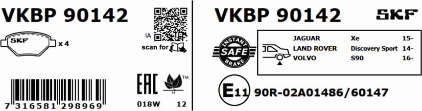 SKF VKBP 90142 - Kit de plaquettes de frein, frein à disque cwaw.fr