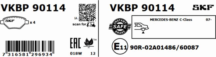 SKF VKBP 90114 - Kit de plaquettes de frein, frein à disque cwaw.fr