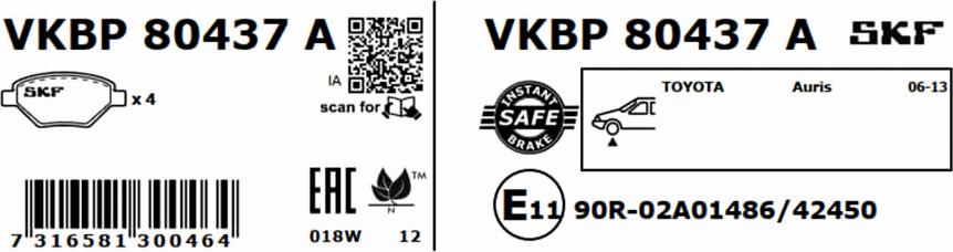 SKF VKBP 80437 A - Kit de plaquettes de frein, frein à disque cwaw.fr