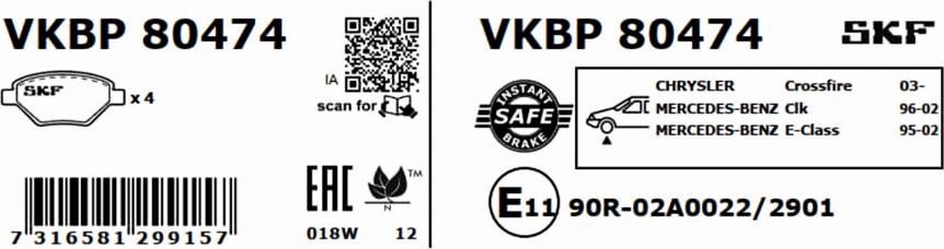 SKF VKBP 80474 - Kit de plaquettes de frein, frein à disque cwaw.fr