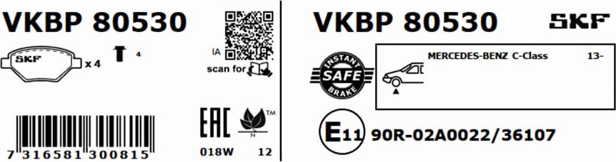 SKF VKBP 80530 - Kit de plaquettes de frein, frein à disque cwaw.fr