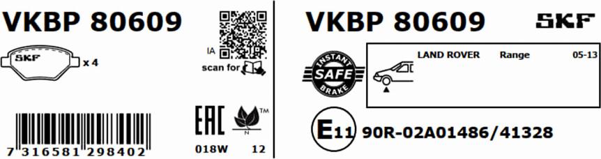 SKF VKBP 80609 - Kit de plaquettes de frein, frein à disque cwaw.fr