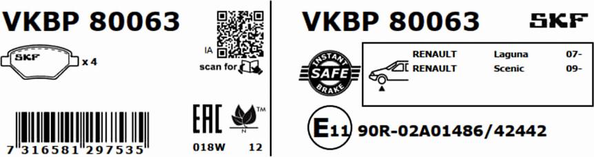 SKF VKBP 80063 - Kit de plaquettes de frein, frein à disque cwaw.fr