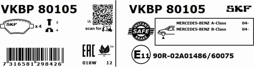 SKF VKBP 80105 - Kit de plaquettes de frein, frein à disque cwaw.fr