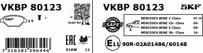 SKF VKBP 80123 - Kit de plaquettes de frein, frein à disque cwaw.fr