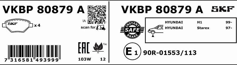 SKF VKBP 80879 A - Kit de plaquettes de frein, frein à disque cwaw.fr