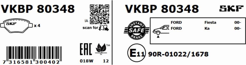 SKF VKBP 80348 - Kit de plaquettes de frein, frein à disque cwaw.fr