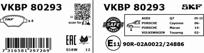 SKF VKBP 80293 - Kit de plaquettes de frein, frein à disque cwaw.fr